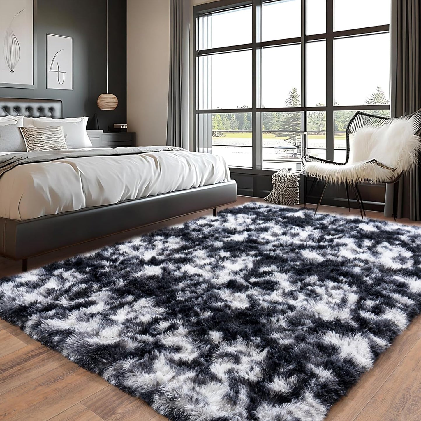 Super Fluffy Area Rug for Living Room, Soft Plush 5x7 Feet