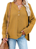 SHEWIN Women's Waffle Knit V Neck Sweater for Casual Style