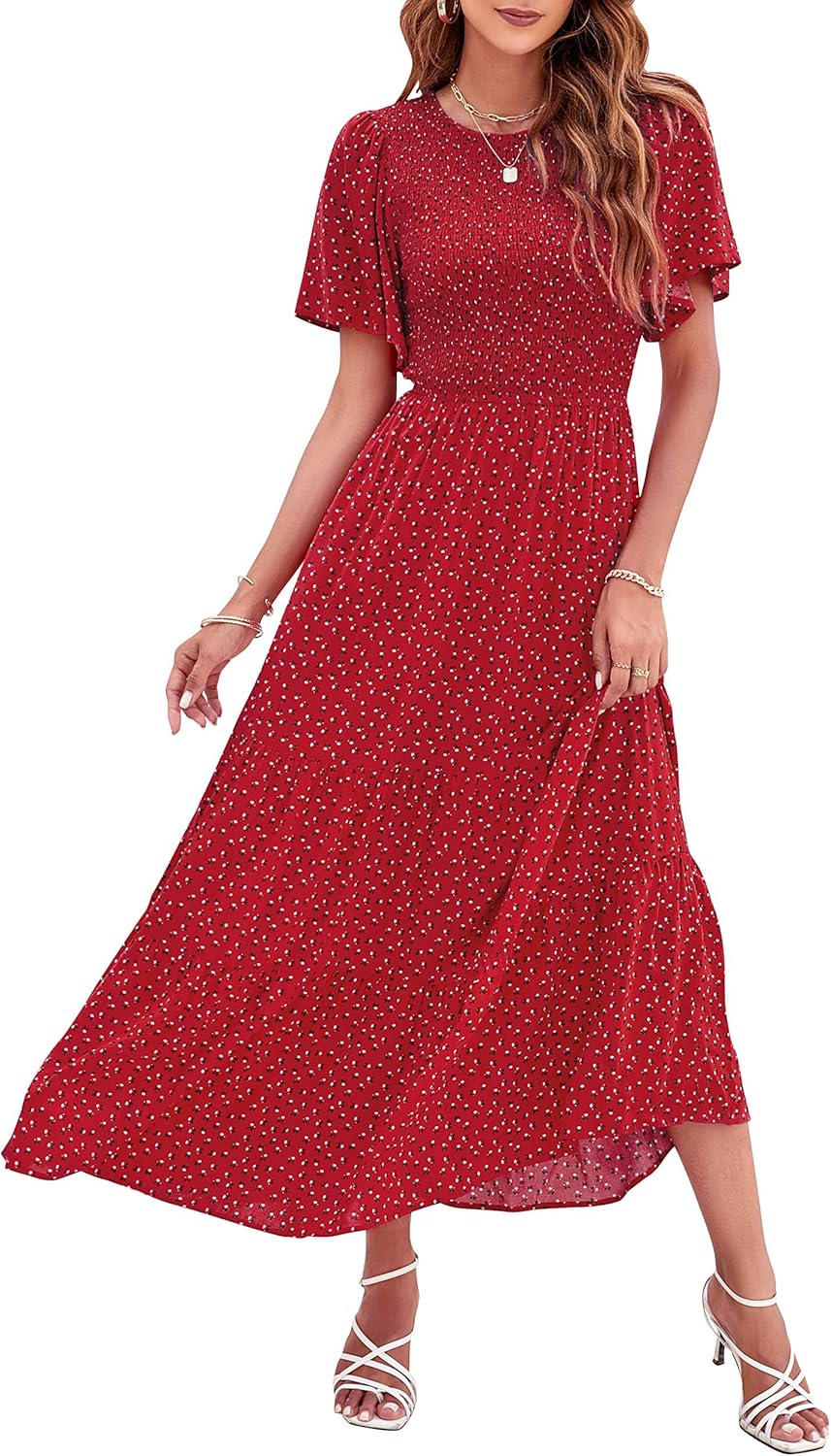 ZESICA Women's Floral Print Maxi Dress for Summer Style