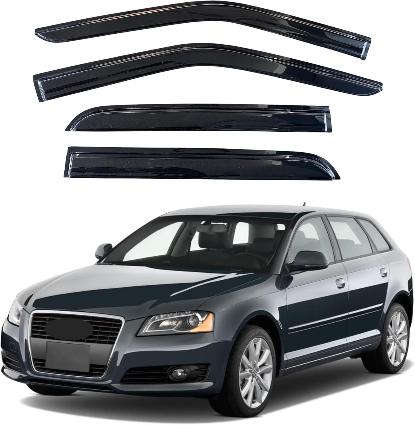 KPY Window Visor Rain Guard for Audi A3 Hatchback 2003-2013