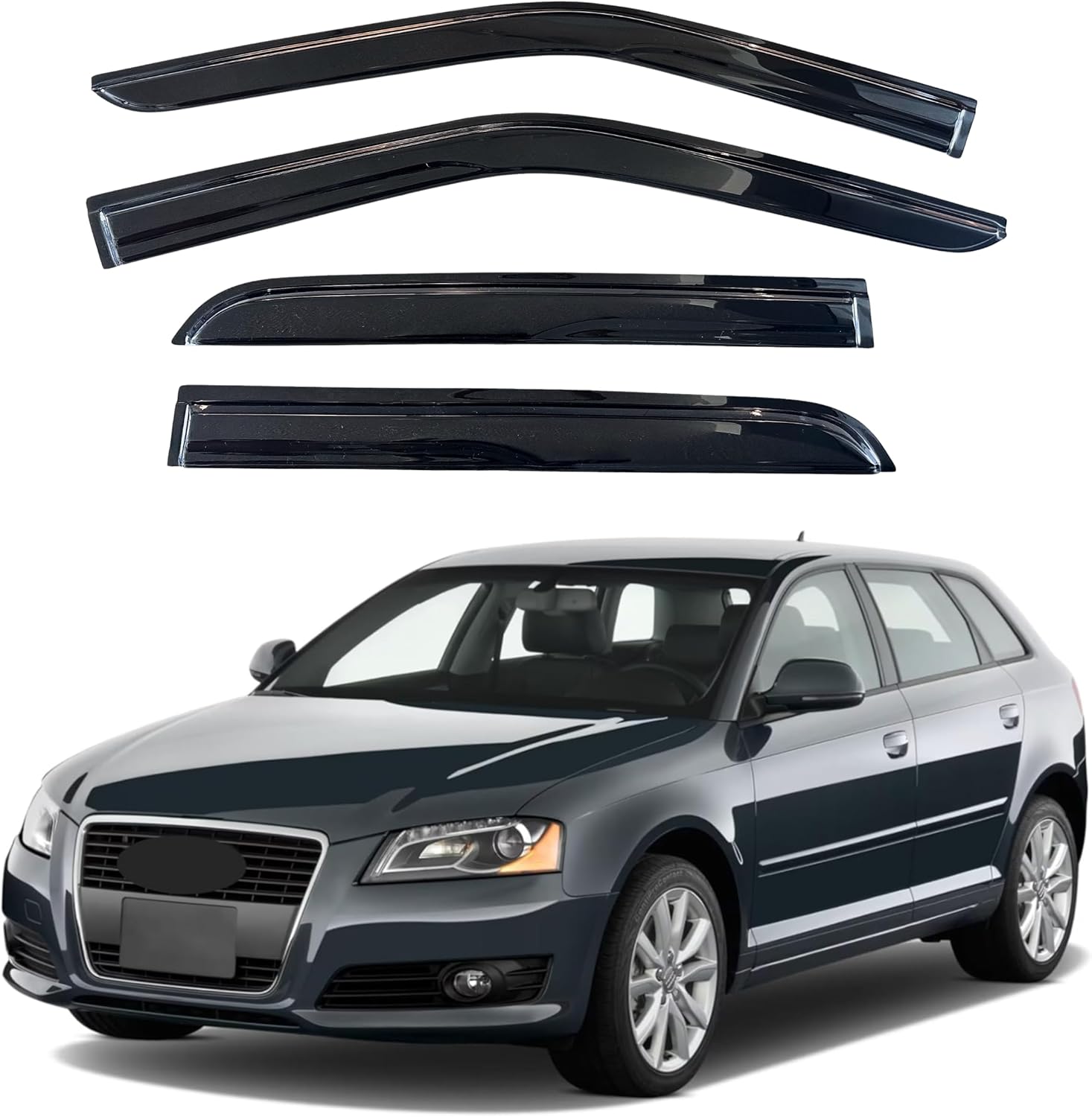 KPY Window Visor Rain Guard for Audi A3 Hatchback 2003-2013