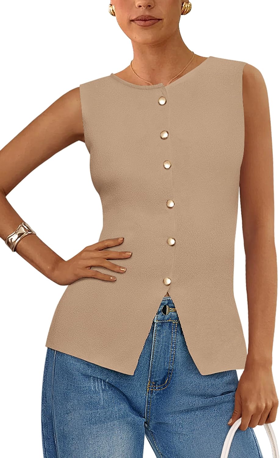 Stylish Sweater Vest for Women - Button Down Summer Tank Tops