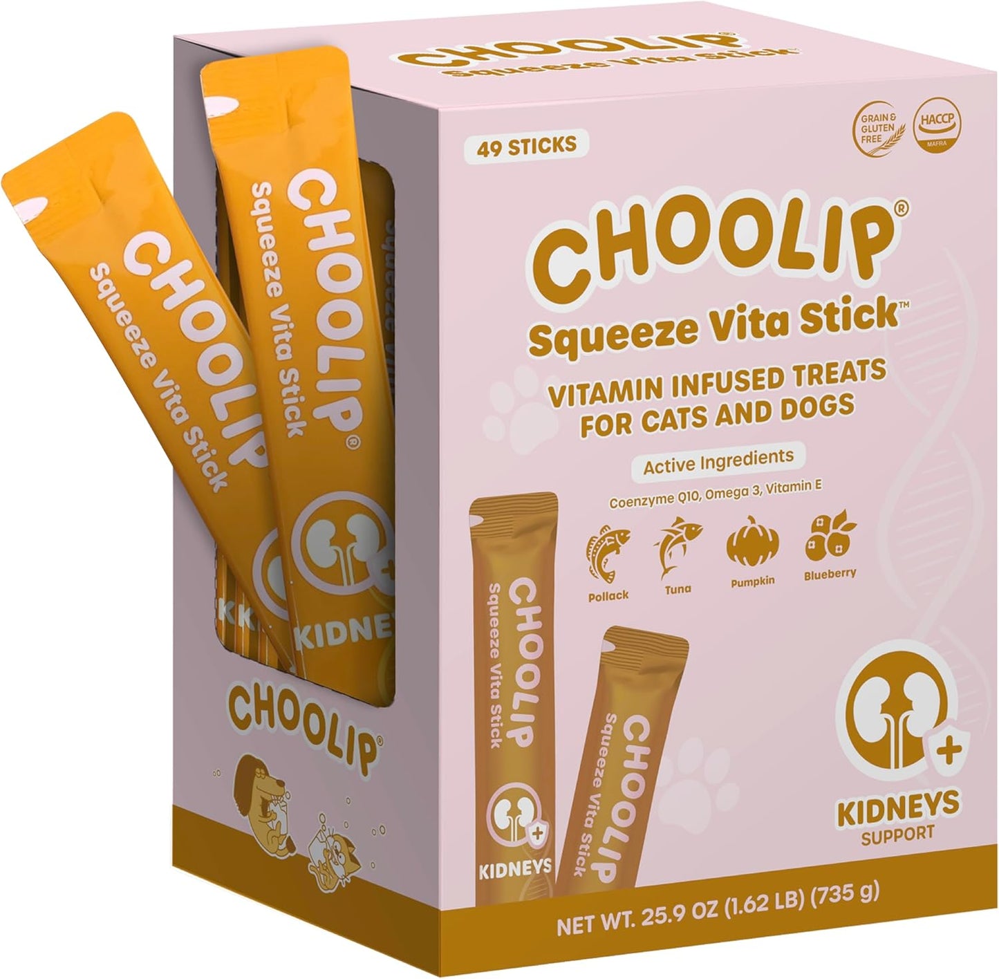 Squeeze Vita Stick Lickable Treats for Cats and Dogs 49 Count