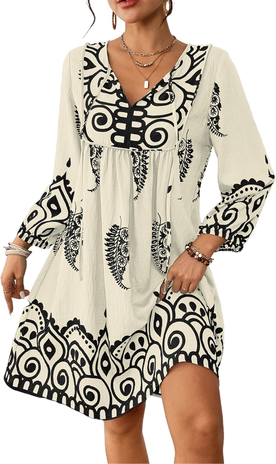Eddoyee Women Swimwear Cover Up Bohemian Floral Beach Dress
