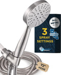 Handheld Shower Head 3-Spray with 6ft Hose - Durable Metal Build