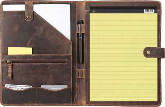 KomalC Leather Portfolio Folder for Professionals - Vintage Organizer