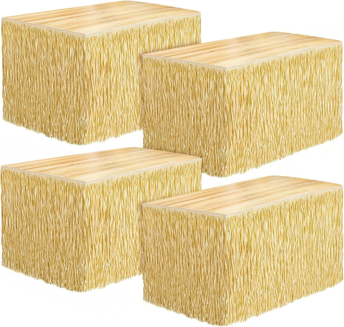 Fovths Luau Grass Table Skirt Set for Tropical Party Decor