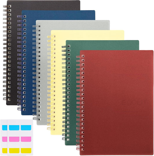 6-Pack A5 Lined Spiral Notebooks - 160 Pages for School & Office