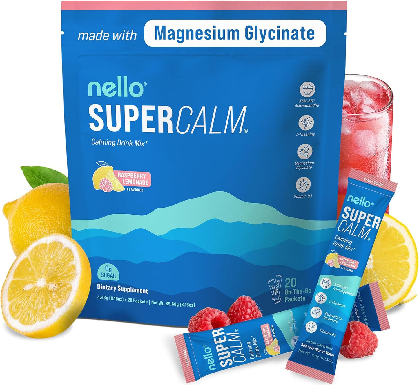 Nello Supercalm Powdered Drink Mix for Relaxation & Focus