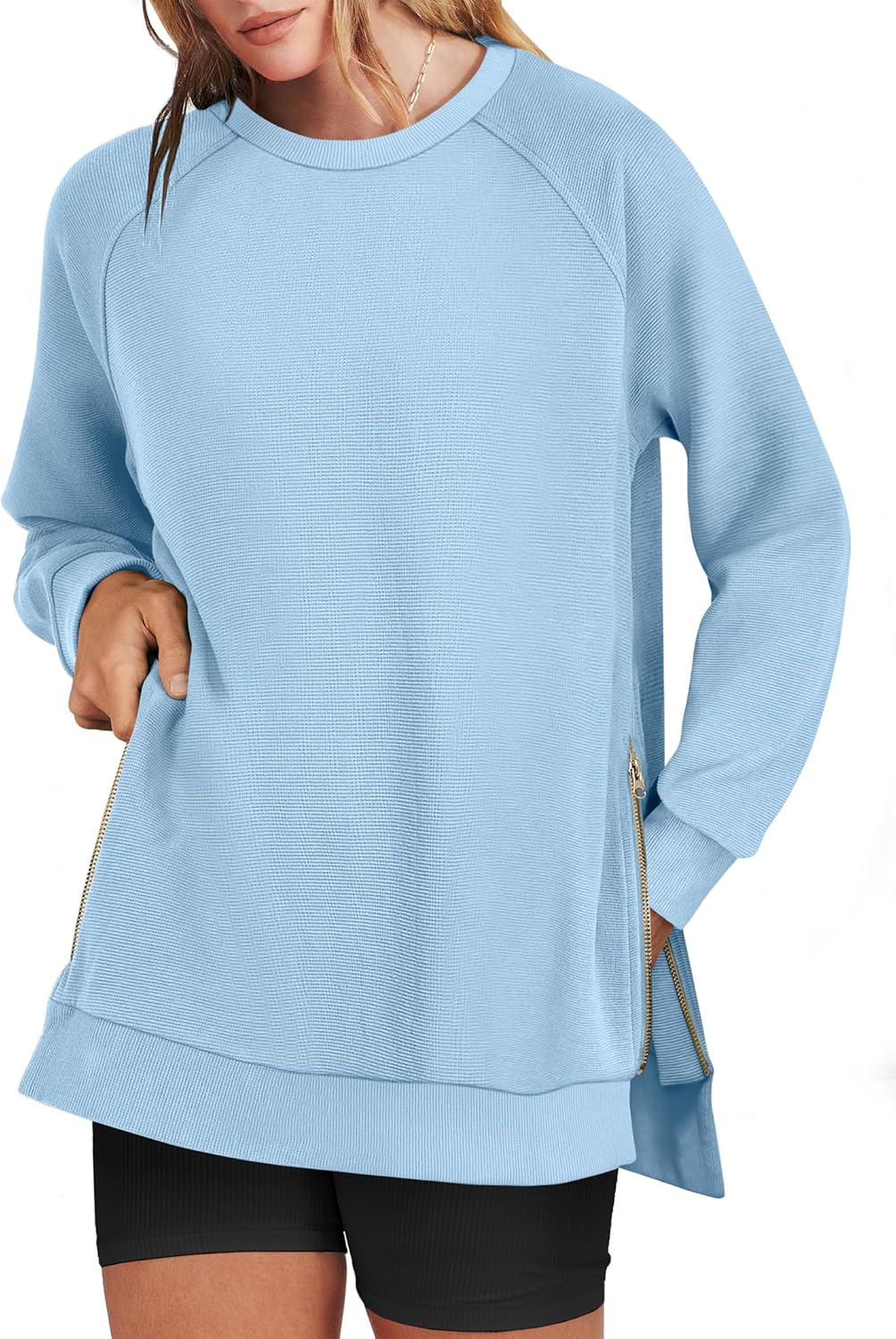Oversized Sweatshirts for Women with Side Zipper Style