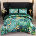 Turquoise Green Marble California King Comforter Set - Luxury Teal