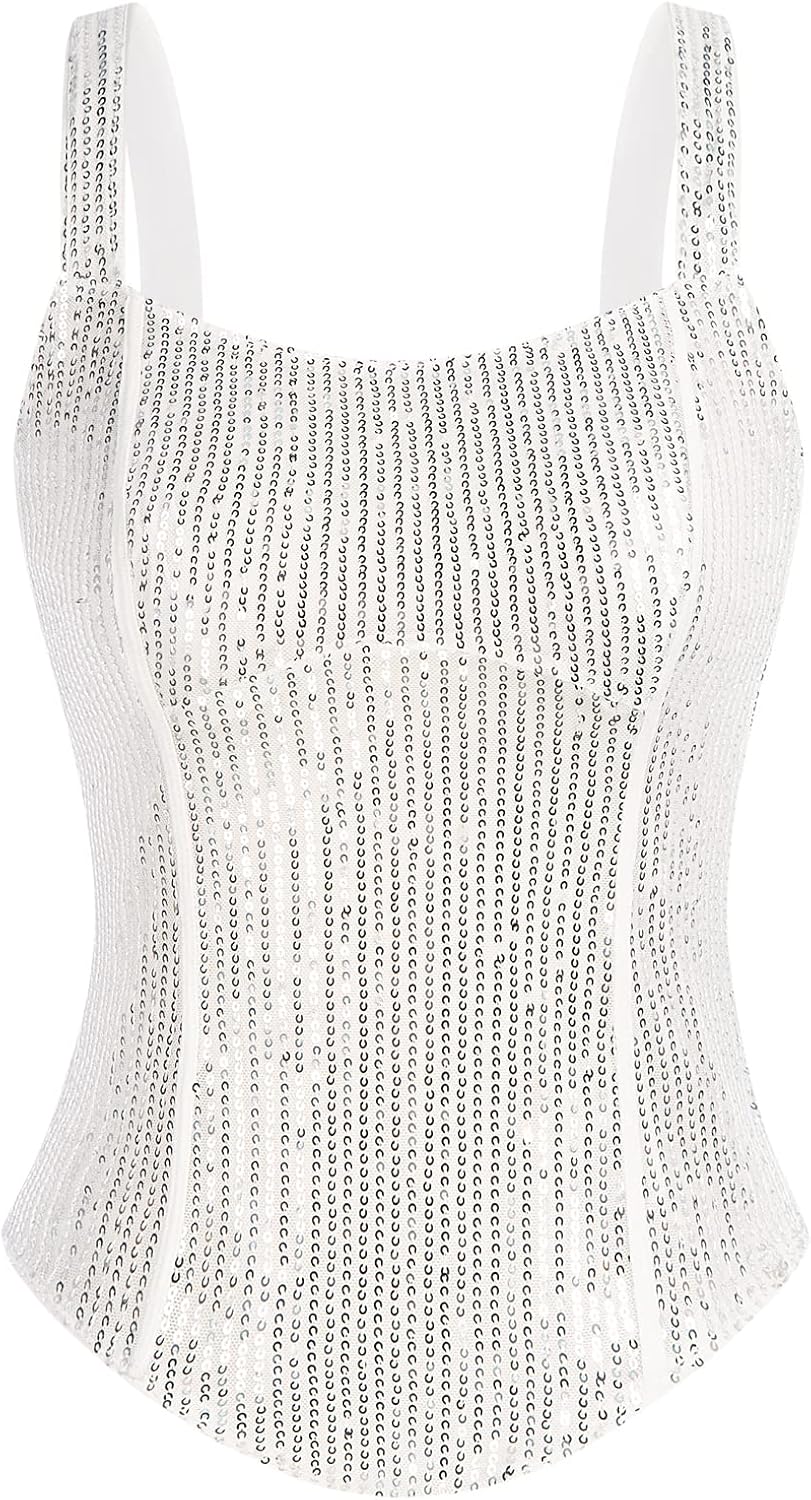 GRACE KARIN Sequin Tank Tops for Women - Sparkle Bustier Style