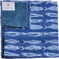 Indian Cotton Kantha Quilt Queen Size Bedspread - Hand Block Fish