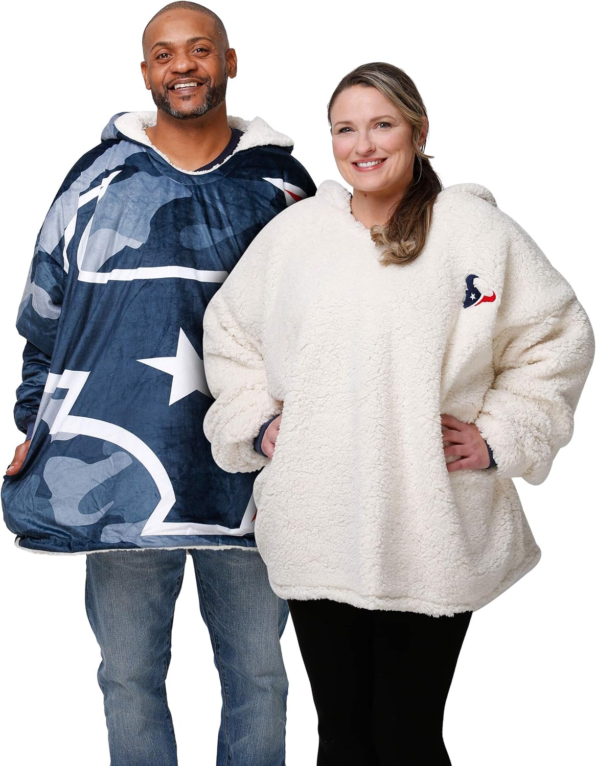 NFL Team Logo Reversible Oversized Sherpa Hoodie Sweatshirt