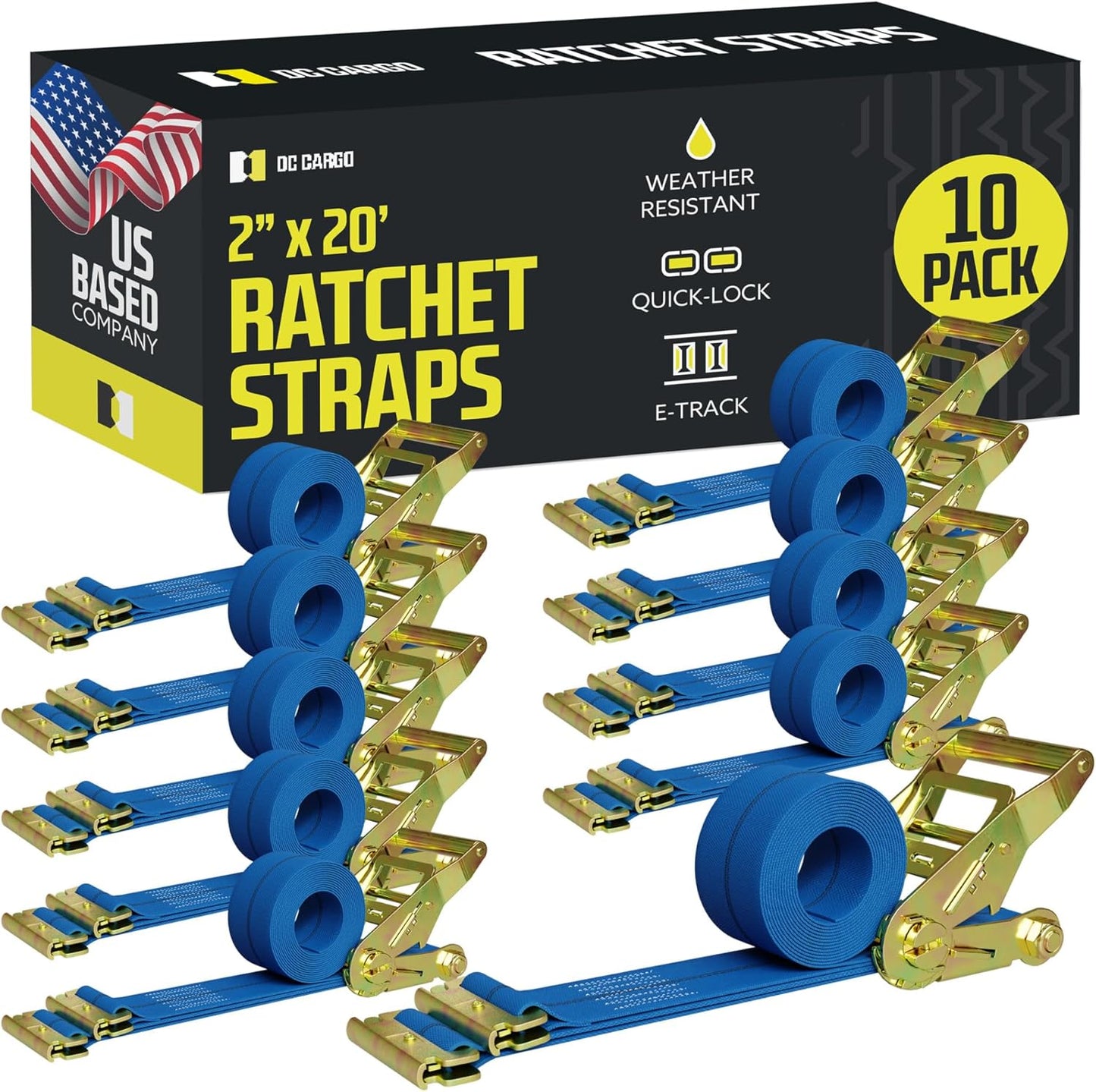 DC Cargo Mall E Track Ratchet Straps for Secure Cargo Loads