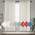 Cream Linen Back Tab Curtains 68 in - Semi Sheer Neutral Drapes