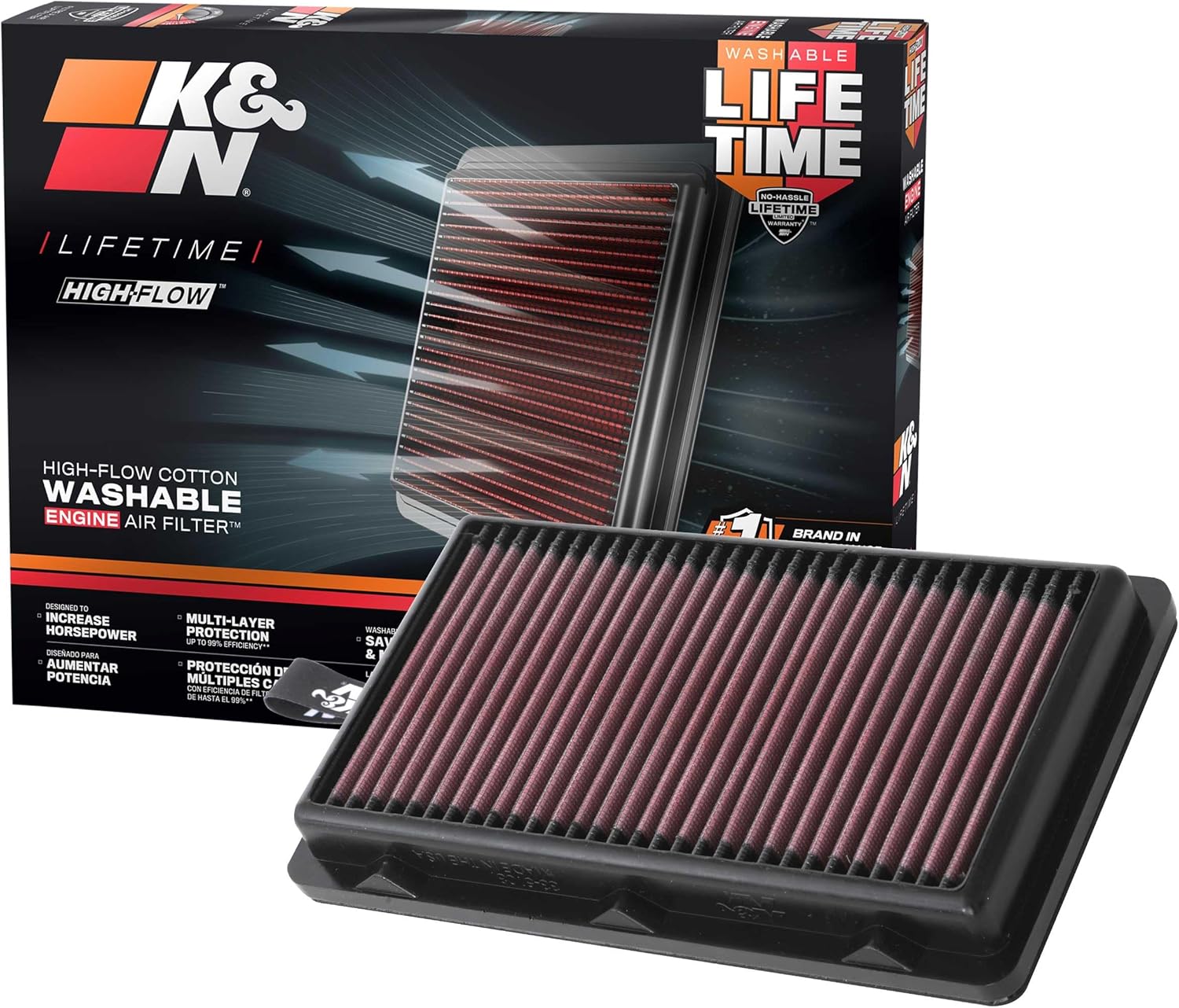 K&N High-Flow Engine Air Filter for Hyundai/Kia Models