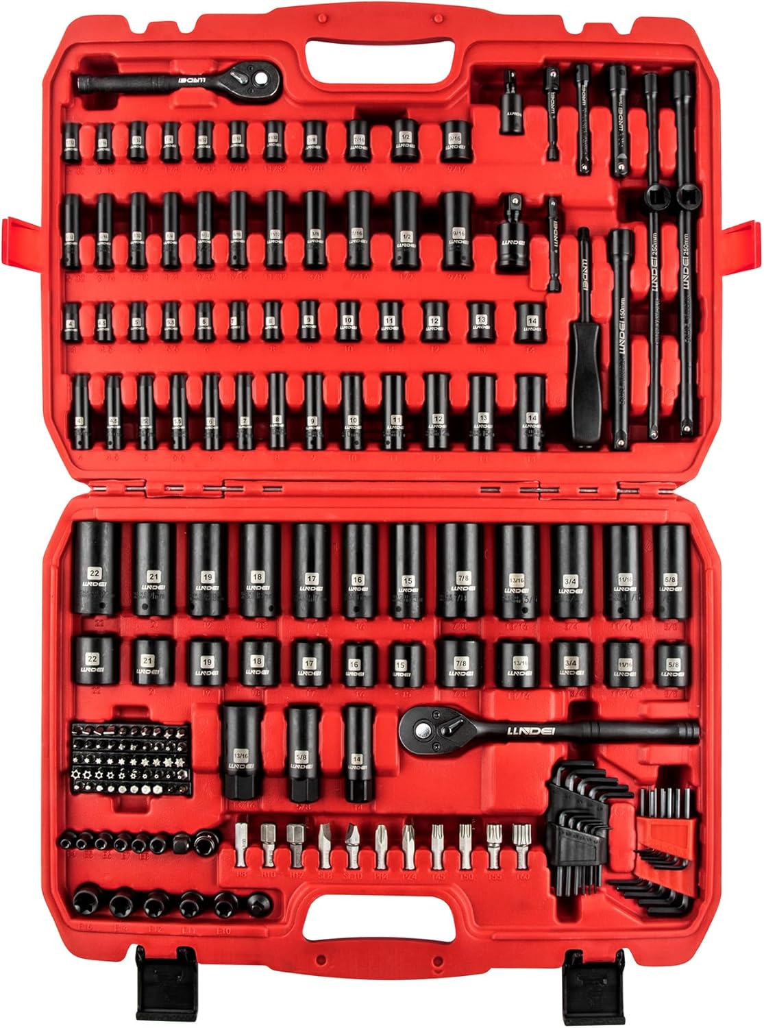 LLNDEI 186-Piece Impact Socket Set for Mechanics and DIYers
