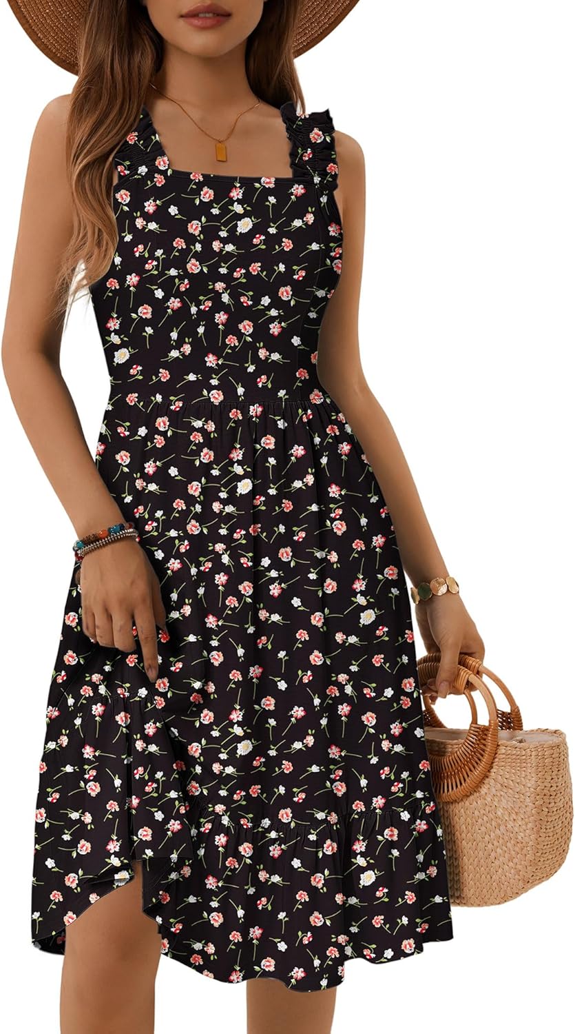 ZABERRY Womens Summer Midi Dress with Cute Floral Design