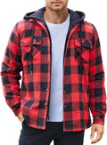 COOFANDY Men's Flannel Shirt Jacket - Quilted Lined Hooded Warmth