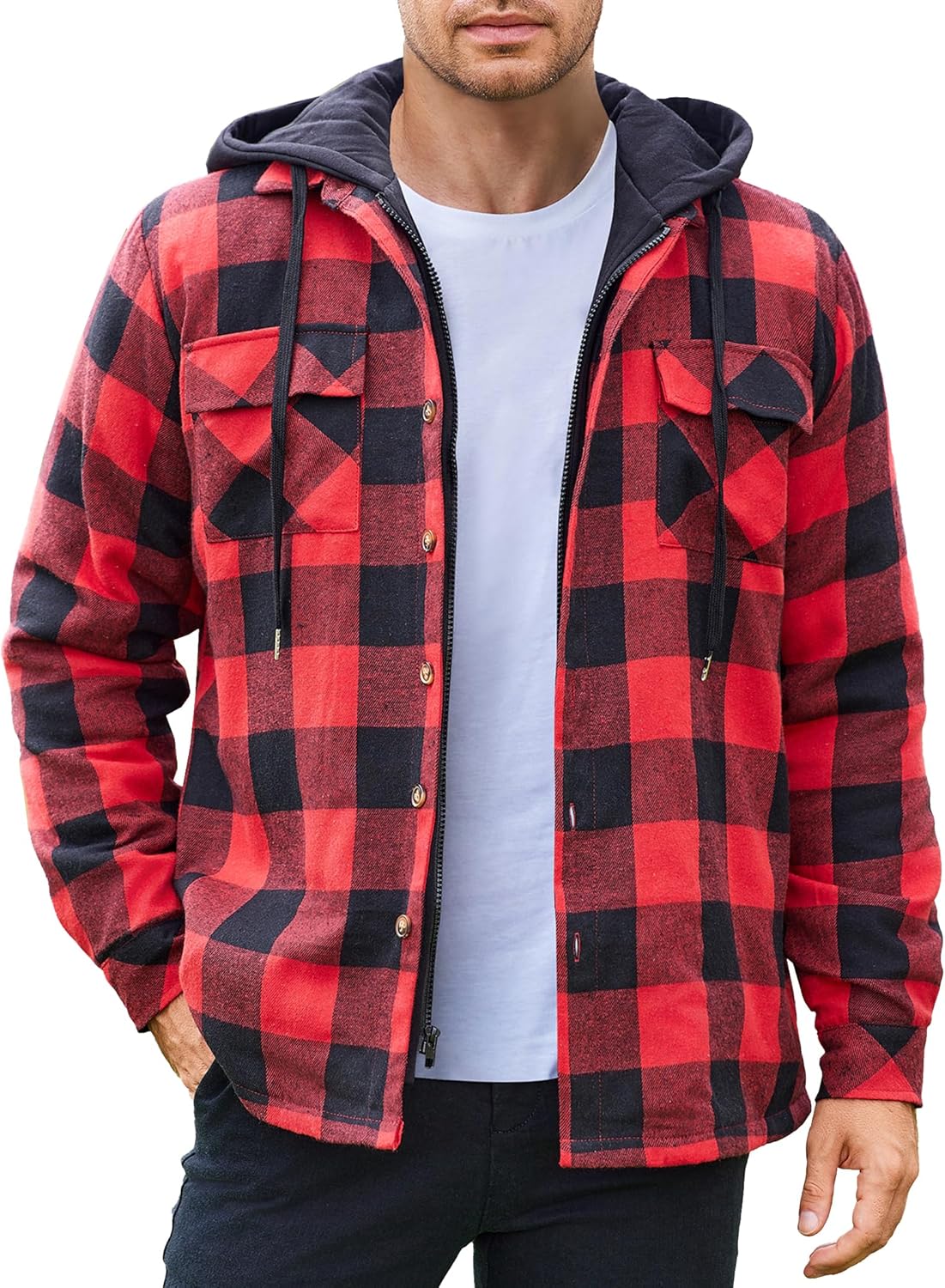 COOFANDY Men's Flannel Shirt Jacket for Warmth and Style