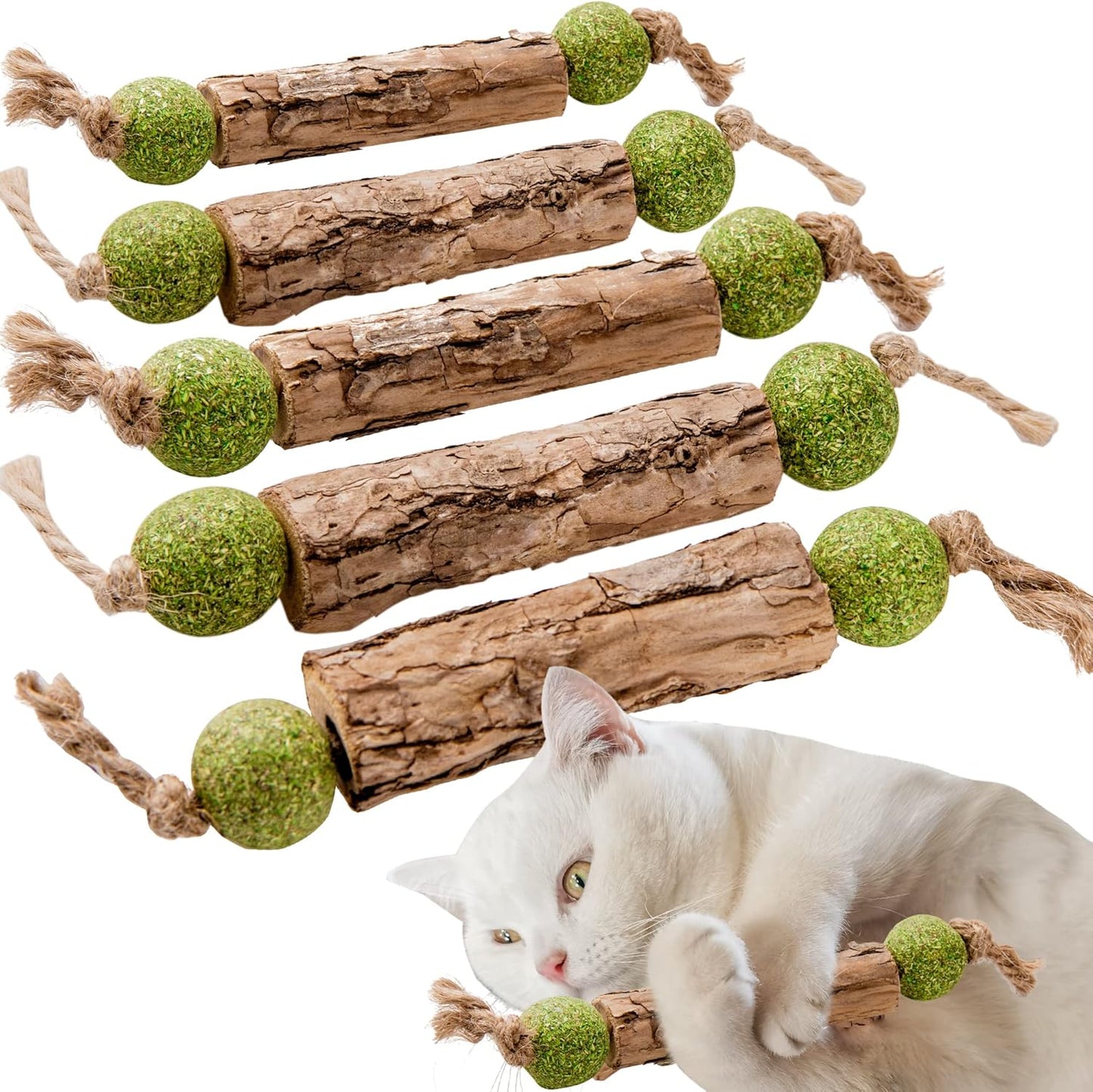 5 Pack Silvervine Catnip Sticks: Teeth-Cleaning Fun!