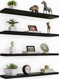 PHPH 36 Inch Wood Floating Shelves for Wall - Rustic Set of 4
