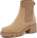 REDTOP Women's Elastic Chelsea Boots Chunky Block Heel - Sleek Daily