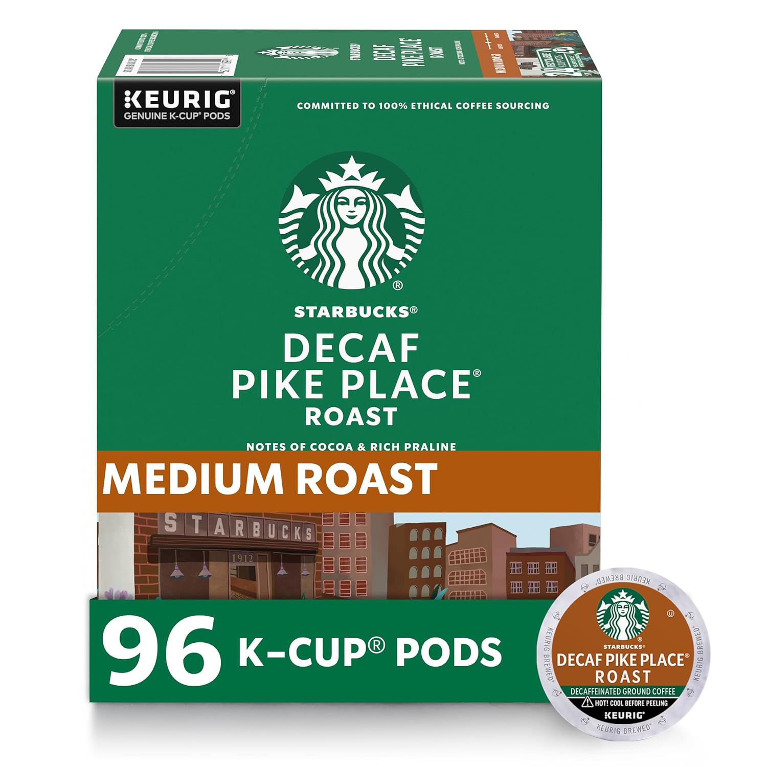 Starbucks K-Cup Coffee Pods Decaf Pike Place Roast 100% Arabica