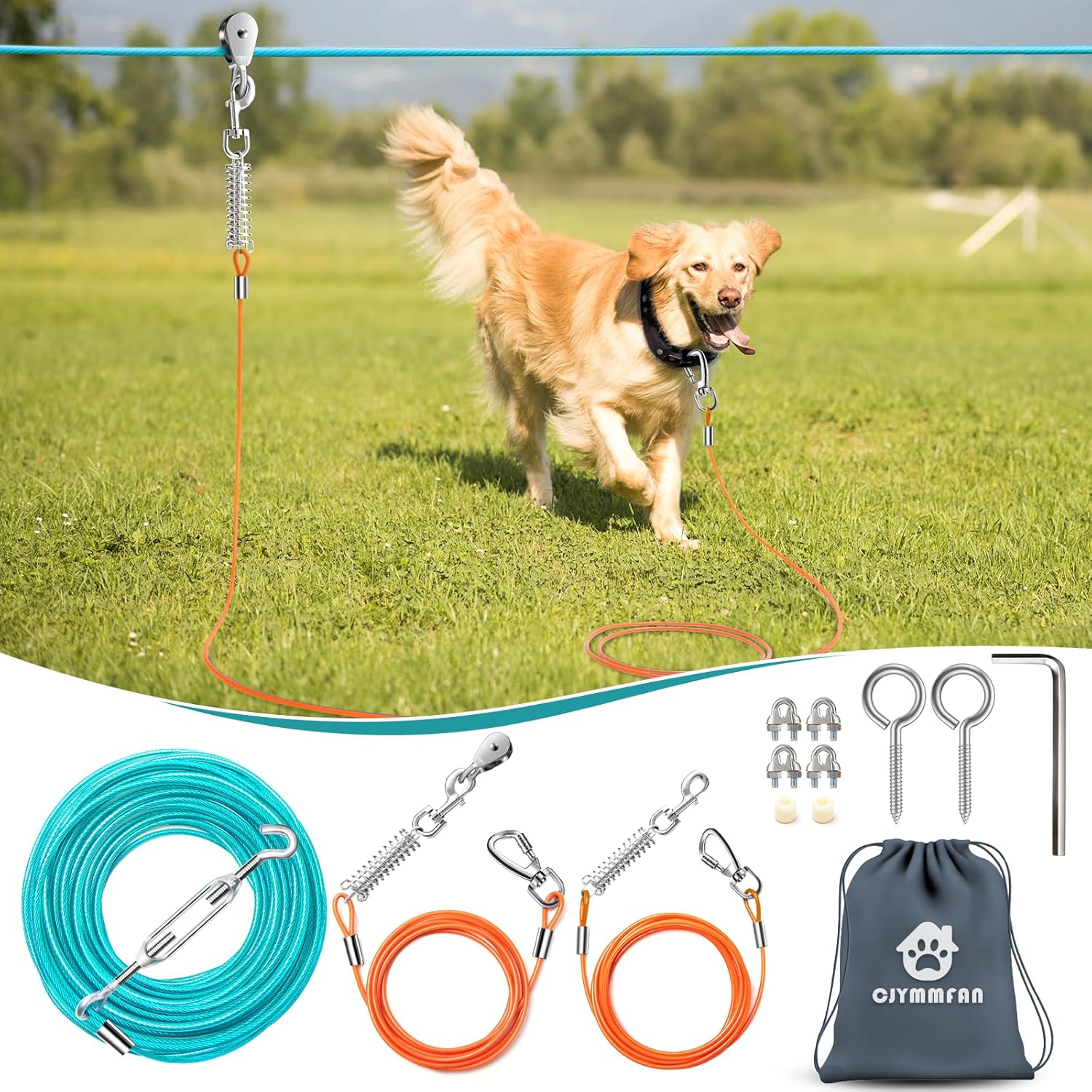 Professional Dog Runner Trolley System for Large Dogs Up to 250lbs