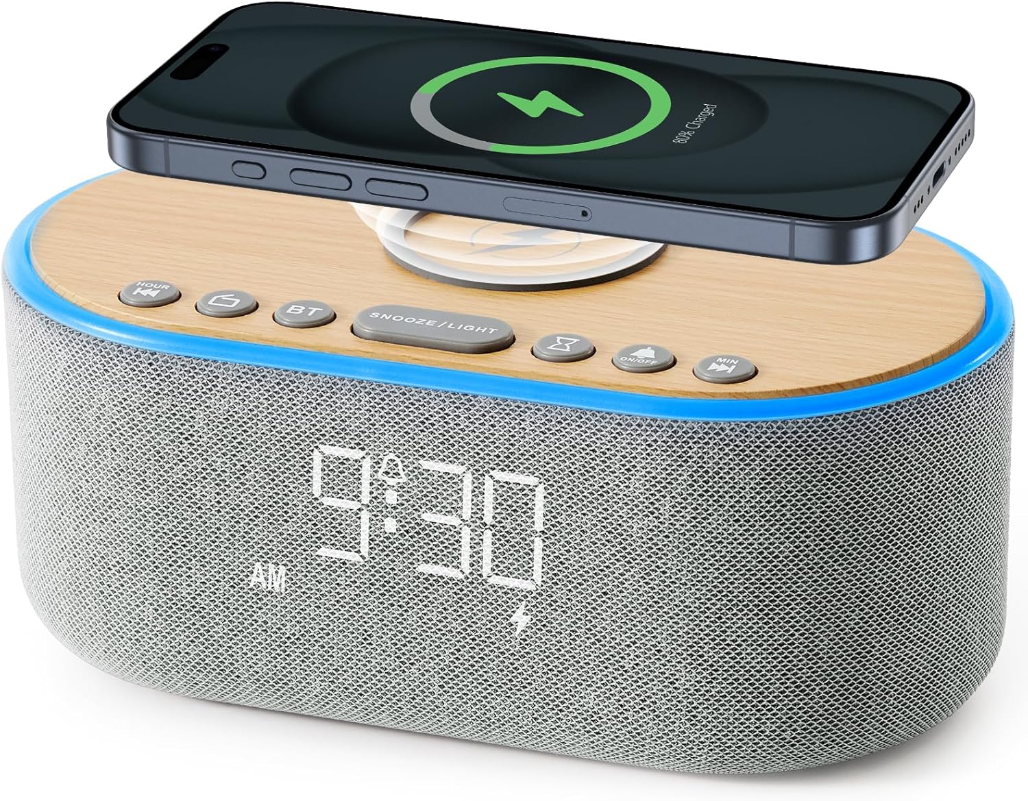 uscce Alarm Clock Bluetooth FM Radio with Fast Wireless Charging