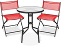 Patio Bistro Dining Set with Tempered Glass Tabletop - Compact Bistro
