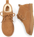 Litfun Fur Lined Ankle Boots for Women Genuine Suede Mini Booties