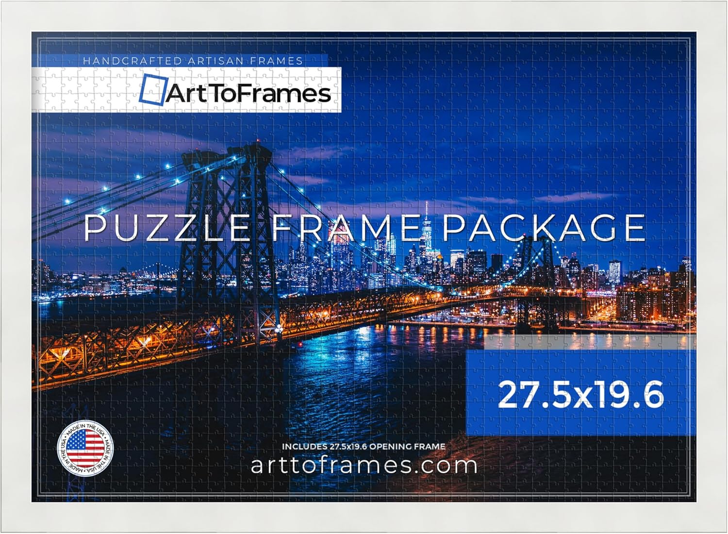 27.5x19.6 INCH White Frame for 1000 Piece Puzzles - Elegant Design