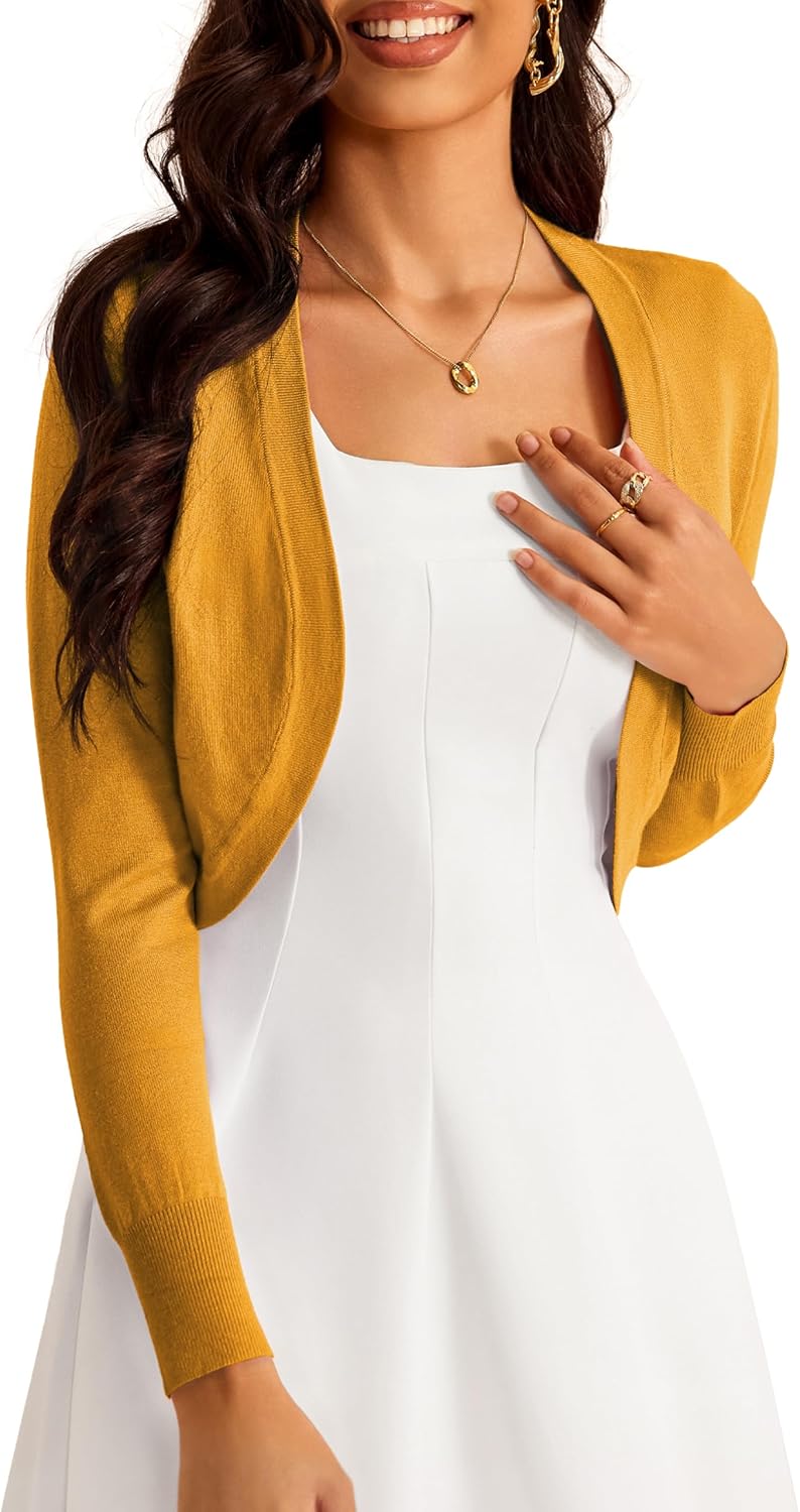 Women's Cropped Cardigan Bolero Shrug Open Front Sweater
