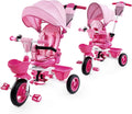 Pink 6-in-1 Baby Trike for Girls - Adjustable Push Handle