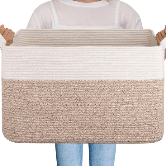 Large Woven Cotton Rope Basket for Storage and Organization