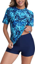 Halcurt Women's Built in Bra Rash Guard Two Piece (Style FDM1)