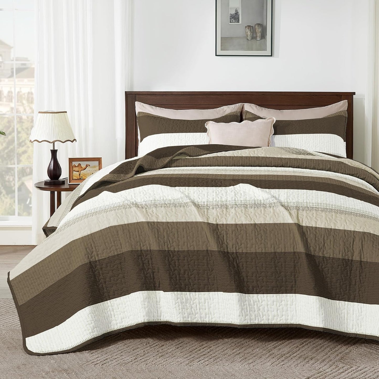 Andency California King Quilt Set in Mocha Brown for All Seasons