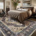 Engiw 6x9 Area Rug - Machine Washable Neutral Vintage Brown Taupe