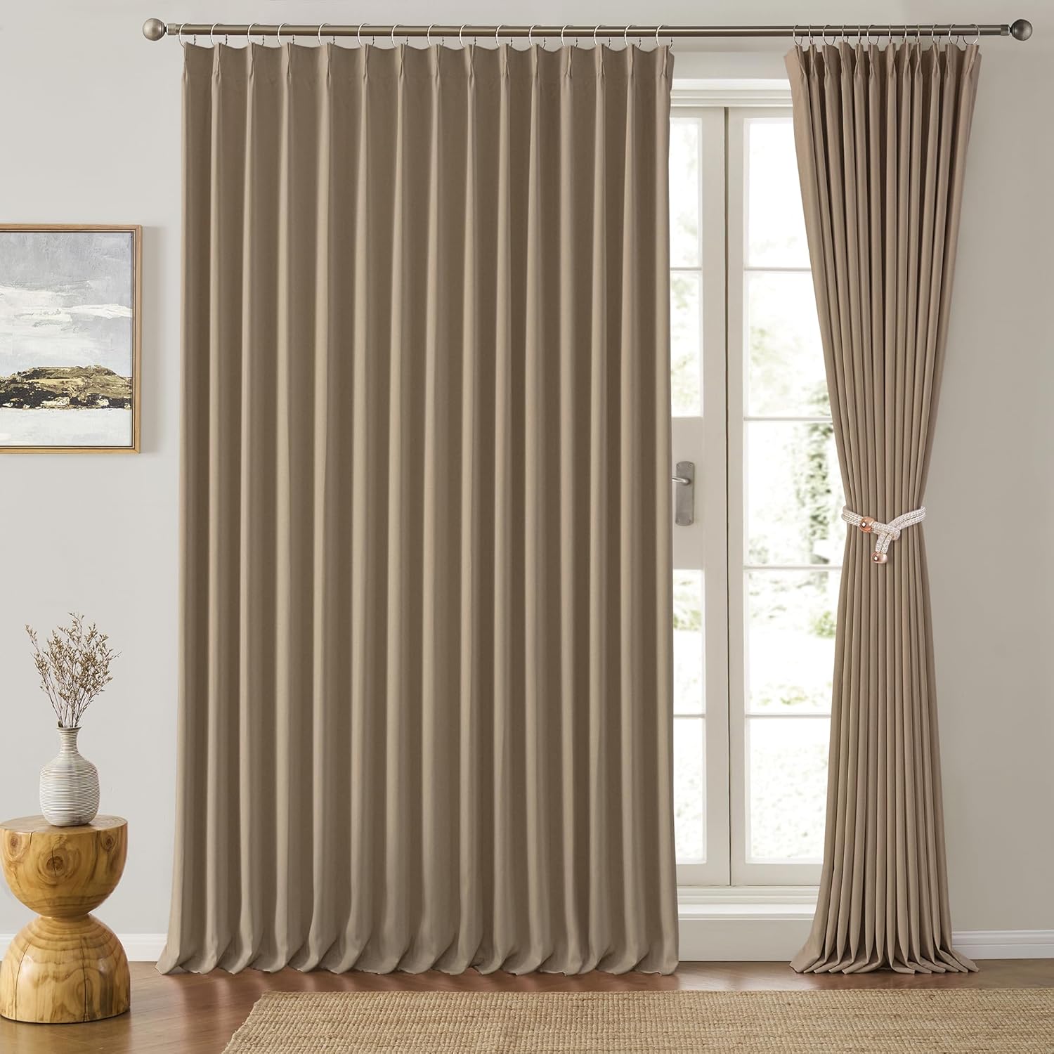 Extra Wide Pinch Pleated Blackout Curtains for Living Room