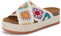 Coutgo Womens Platform Espadrille Sandals Flatform Floral Crochet