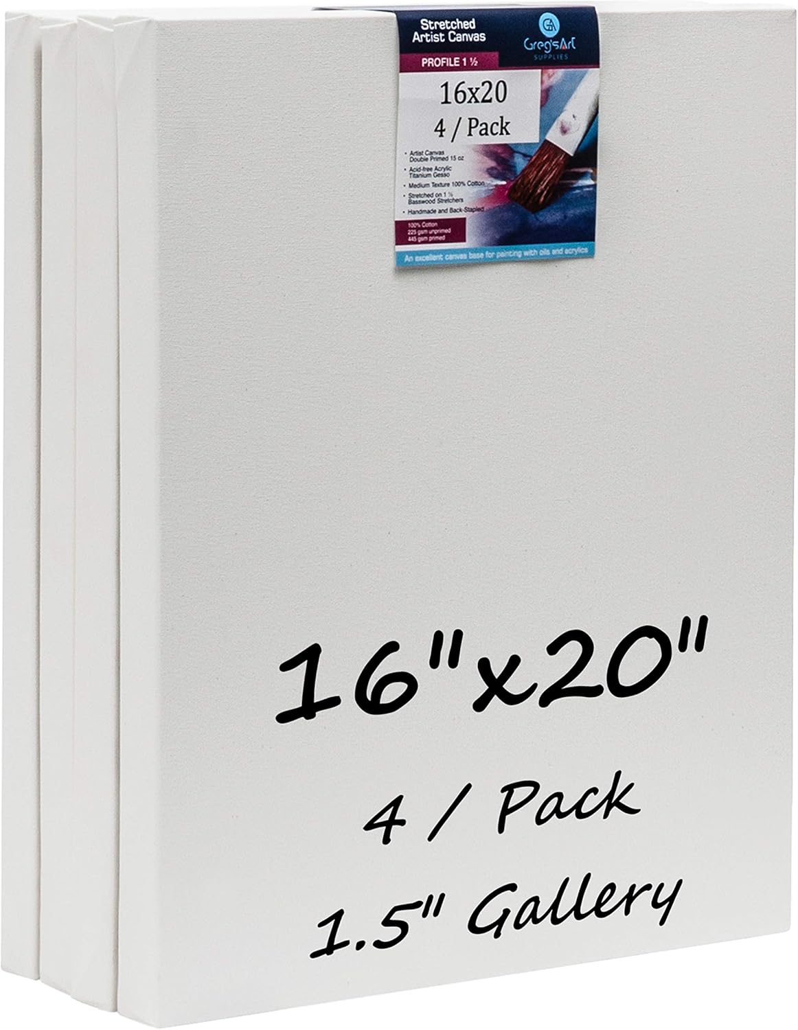 16x20 Stretched Gallery Artist Canvas - Premium Quality Pack
