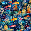 Blue Orange Under The Sea Fish Coral Peel and Stick Wallpaper