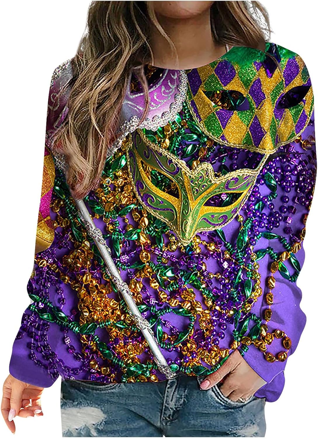 Mardi Gras Crewneck: Stylish & Comfy tops