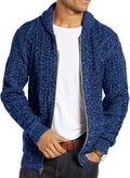Ryannology Mens Shawl Neck Cardigan Sweater - Warm Cable Knit Fit