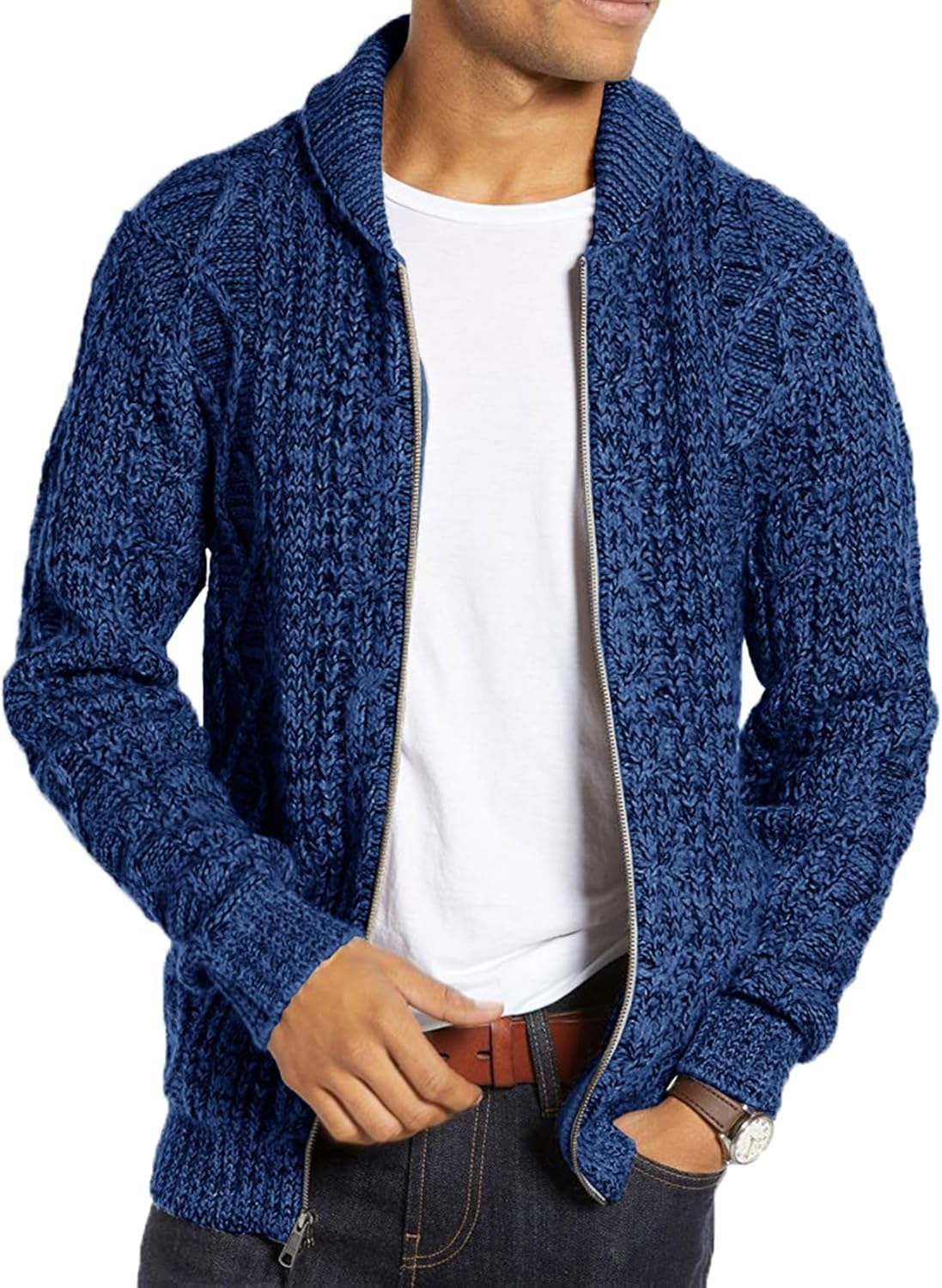 Stylish Ryannology Mens Shawl Neck Cardigan Sweater for Winter