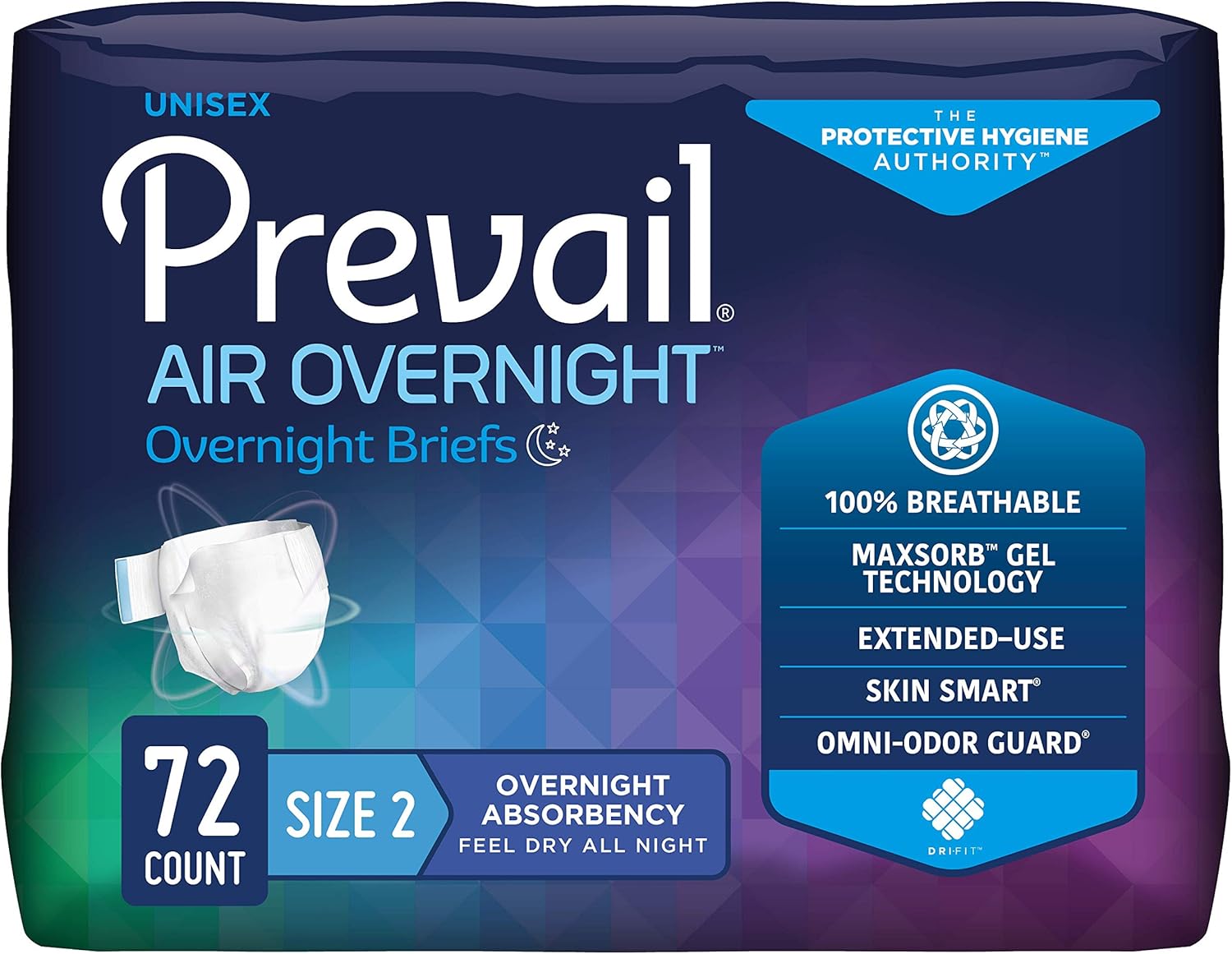 Prevail AIR Overnight Incontinence Briefs - Maximum Absorbency
