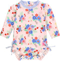 RuffleButts Baby Girls UPF 50+ Floral Long Sleeve One