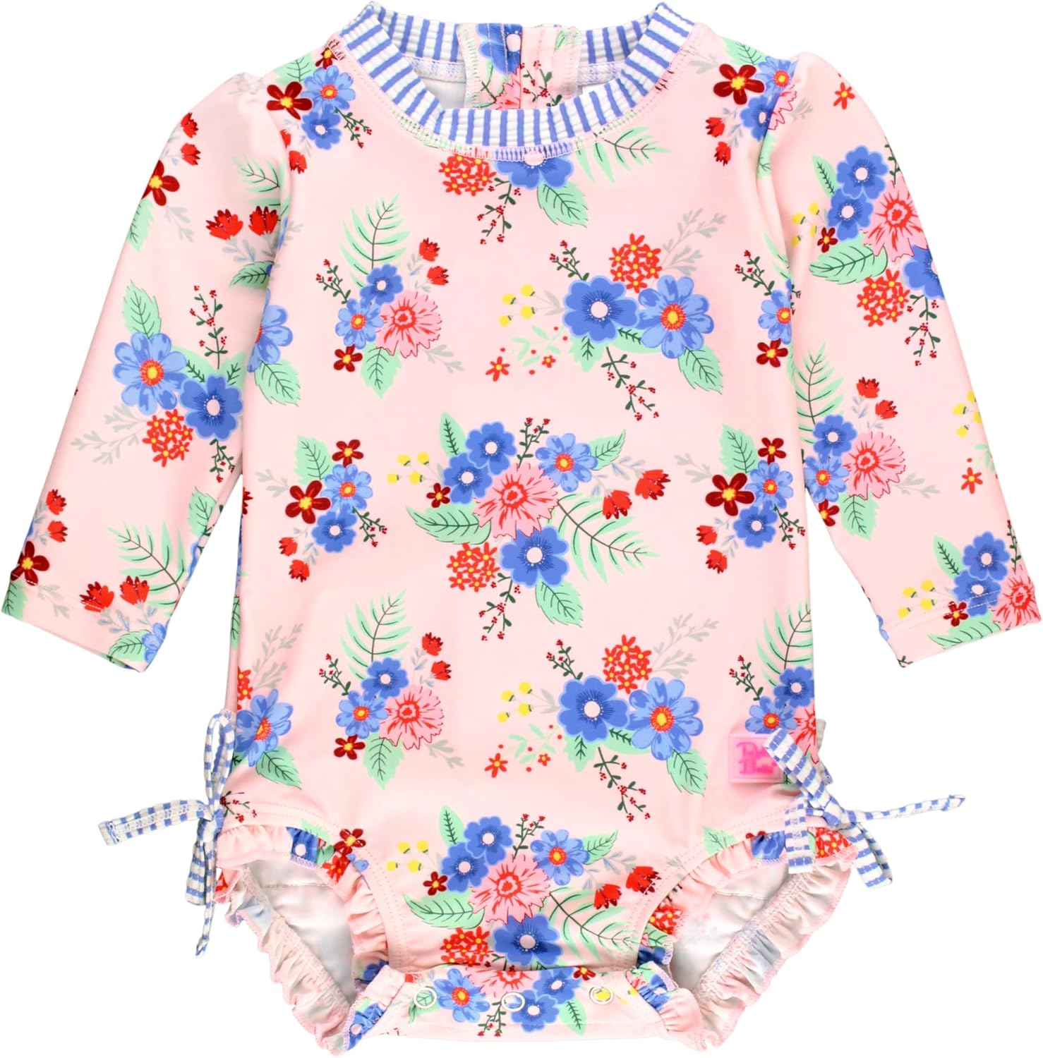 RuffleButts Baby Girls Floral Printed Long Sleeve Rash Guard